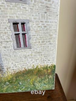 Tableau Ancien Huile sur toile à déchiffrer (début XXe-s) château 46x55cm