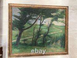 Tableau Ancien Huile /toile -ecole De Pont Aven Paysage-arbre- Chapelle-nabis