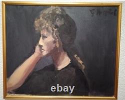 Tableau Ancien Impressionniste Huile Portrait Femme