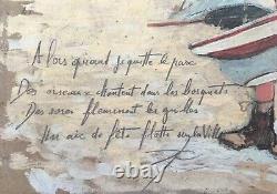 Tableau Ancien, Jeune Garçon Au Parc, Huile Sur Carton, Peinture, Début XXe