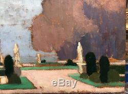 Tableau Ancien LOUIS BILLOTEY (1883-1940) Paysage Parc Versailles Sculptures