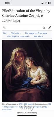 Tableau Ancien L'éducation De La Vierge Huile D'àpres Charles Antoine Coypel