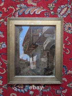 Tableau Ancien Marcel FONTAYNE (1888-1948) Huile / Carton Village Montagne