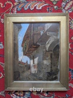 Tableau Ancien Marcel FONTAYNE (1888-1948) Huile / Carton Village Montagne