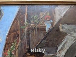 Tableau Ancien Marcel FONTAYNE (1888-1948) Huile / Carton Village Montagne