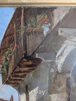 Tableau Ancien Marcel FONTAYNE (1888-1948) Huile / Carton Village Montagne