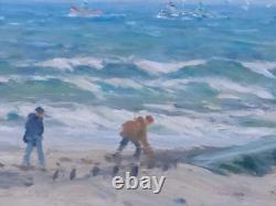 Tableau Ancien Marine Huile sur Toile Signée