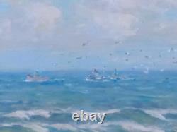 Tableau Ancien Marine Huile sur Toile Signée