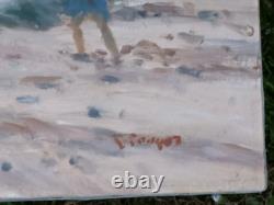 Tableau Ancien Marine Huile sur Toile Signée