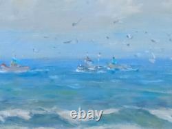 Tableau Ancien Marine Huile sur Toile Signée