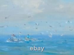 Tableau Ancien Marine Huile sur Toile Signée