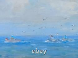 Tableau Ancien Marine Huile sur Toile Signée