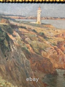 Tableau Ancien Marine avec phare