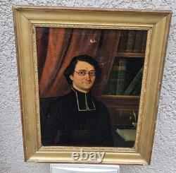 Tableau Ancien. Membre D'un Ordre Religieux Peinture huile sur toile