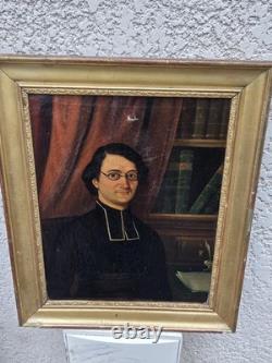 Tableau Ancien. Membre D'un Ordre Religieux Peinture huile sur toile