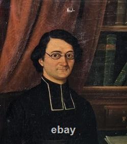 Tableau Ancien. Membre D'un Ordre Religieux Peinture huile sur toile