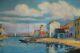 Tableau Ancien Mer Marine Port Bateaux Sud Martigues St Tropez M Bernard né 1885