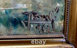 Tableau Ancien Mer Paysage Pins Signé A déchiffrer Sud Landes 1962