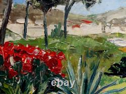 Tableau Ancien Mer Paysage Pins Signé A déchiffrer Sud Landes 1962