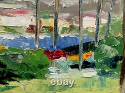 Tableau Ancien Mer Paysage Pins Signé A déchiffrer Sud Landes 1962