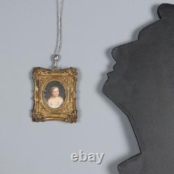 Tableau Ancien Miniature avec Portrait d'Enfant Huile sur Métal Original