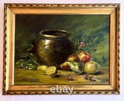 Tableau Ancien Nature Morte Aux Fruits XIX Eme