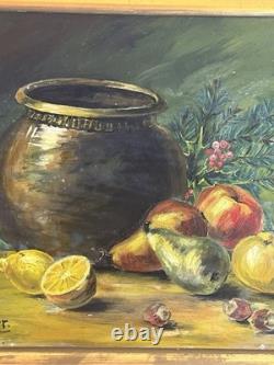Tableau Ancien Nature Morte Aux Fruits XIX Eme