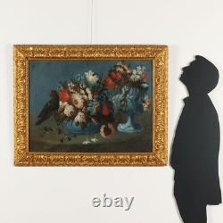 Tableau Ancien Nature Morte et Perroquet Huile sur Toile'800 Original