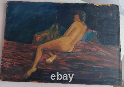 Tableau Ancien Nu Feminin Huile Ecole Francaise Signe Colette Rumeau Annees 1950