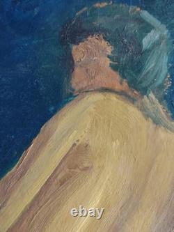 Tableau Ancien Nu Feminin Huile Ecole Francaise Signe Colette Rumeau Annees 1950