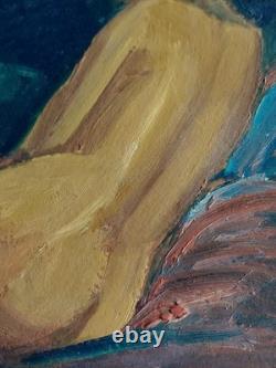 Tableau Ancien Nu Feminin Huile Ecole Francaise Signe Colette Rumeau Annees 1950