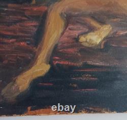 Tableau Ancien Nu Feminin Huile Ecole Francaise Signe Colette Rumeau Annees 1950