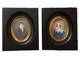Tableau Ancien Paire de Grande miniature Romantique Couple costume cadre 1820