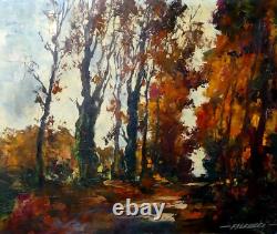 Tableau Ancien Paysage Automne Arbres Robert Falcucci 1900-198254 X 65 cms