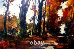 Tableau Ancien Paysage Automne Arbres Robert Falcucci 1900-198254 X 65 cms