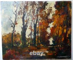 Tableau Ancien Paysage Automne Arbres Robert Falcucci 1900-198254 X 65 cms