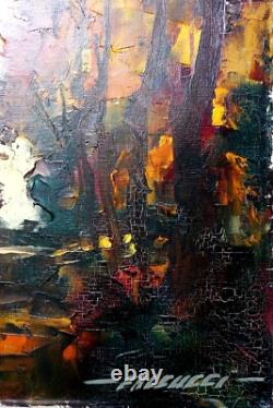 Tableau Ancien Paysage Automne Arbres Robert Falcucci 1900-198254 X 65 cms