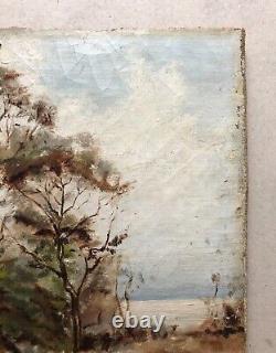 Tableau Ancien, Paysage, Huile Sur Toile, Peinture, Fin XIXe