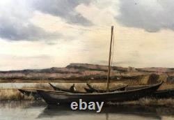 Tableau Ancien Paysage Les barques Huile sur panneau Pierre PIGNOLAT (1838-1913) Tableau Ancien Paysage Les barques Huile sur panneau Pierre PIGNOLAT (1838-1913)