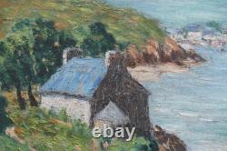 Tableau Ancien Paysage Marine Bretagne 65 x 54 J. Couturier XX° proche Guillaumin