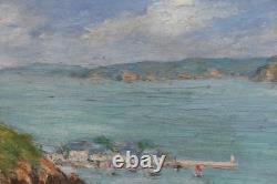 Tableau Ancien Paysage Marine Bretagne 65 x 54 J. Couturier XX° proche Guillaumin