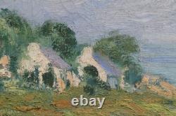 Tableau Ancien Paysage Marine Bretagne 65 x 54 J. Couturier XX° proche Guillaumin