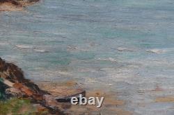 Tableau Ancien Paysage Marine Bretagne 65 x 54 J. Couturier XX° proche Guillaumin