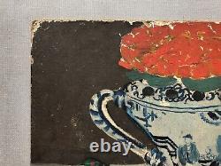 Tableau Ancien, Paysage à l'écluse, Huile Sur Carton, Double Face, Peinture, XXe