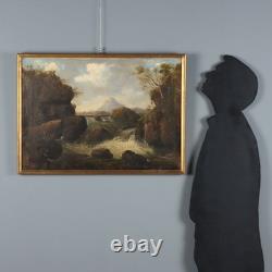 Tableau Ancien Paysage avec Rivière Huile sur Toile XIXe Siècle Original