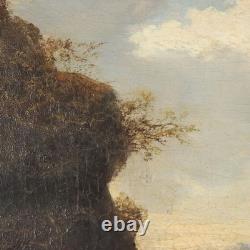 Tableau Ancien Paysage avec Rivière Huile sur Toile XIXe Siècle Original