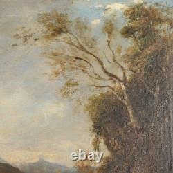 Tableau Ancien Paysage avec Rivière Huile sur Toile XIXe Siècle Original