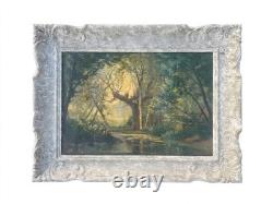 Tableau Ancien Paysage de Forêt Huile sur Toile Cadre Montparnasse