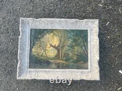 Tableau Ancien Paysage de Forêt Huile sur Toile Cadre Montparnasse