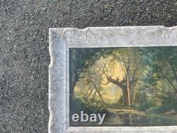 Tableau Ancien Paysage de Forêt Huile sur Toile Cadre Montparnasse